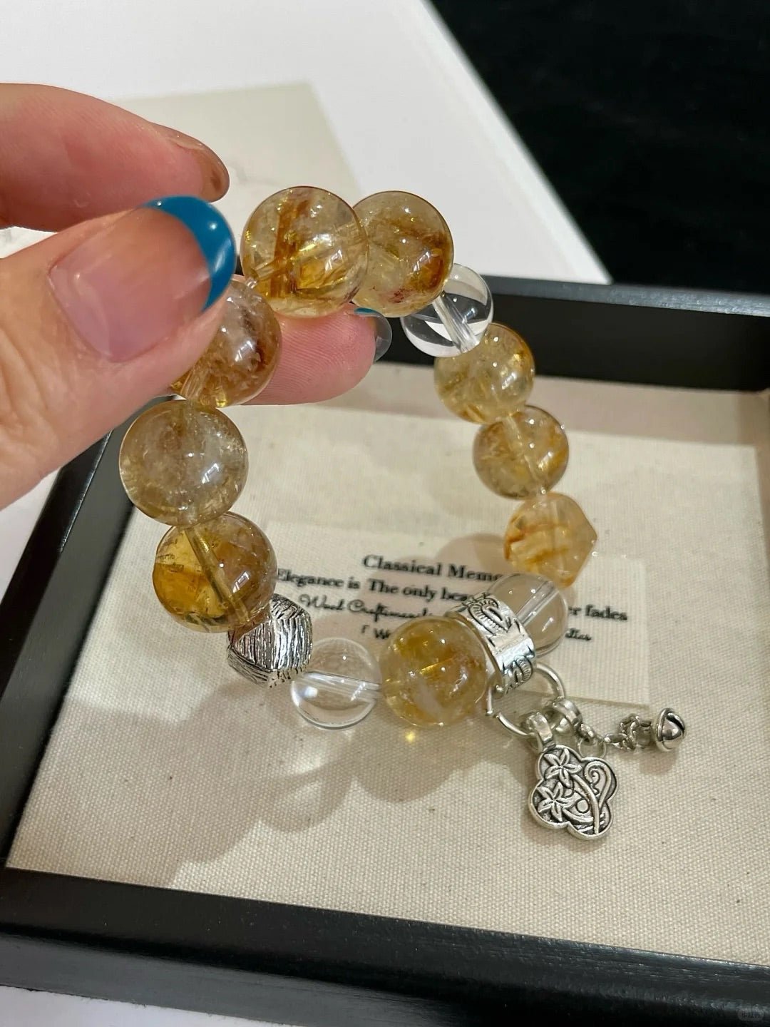 'Wealth &amp; Clarity' Yellow Tower Quartz &amp; Clear Quartz Bracelet | Confidence &amp; Fortune