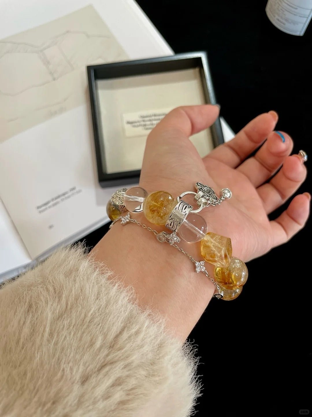 'Wealth &amp; Clarity' Yellow Tower Quartz &amp; Clear Quartz Bracelet | Confidence &amp; Fortune